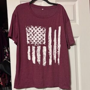 Burgundy American Flag Graphic T-Shirt 2XL